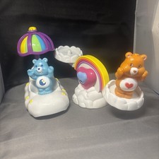 Care Bear Playsets 2 Bears Blue  Heart Bears Moves  Turns  Rolls Vintage 2003