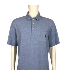 Polo Ralph Lauren Performance Mens XL Classic Fit Blue Heather Pocket Polo Shirt
