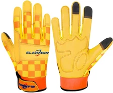 SLARMOR Leather-Gardening-Gloves for Women - Thorn-Proof Medium, Yellow 