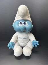 Vintage SMURF Large 14" Seated BABY SMURF Plush Vinyl Doll 1984