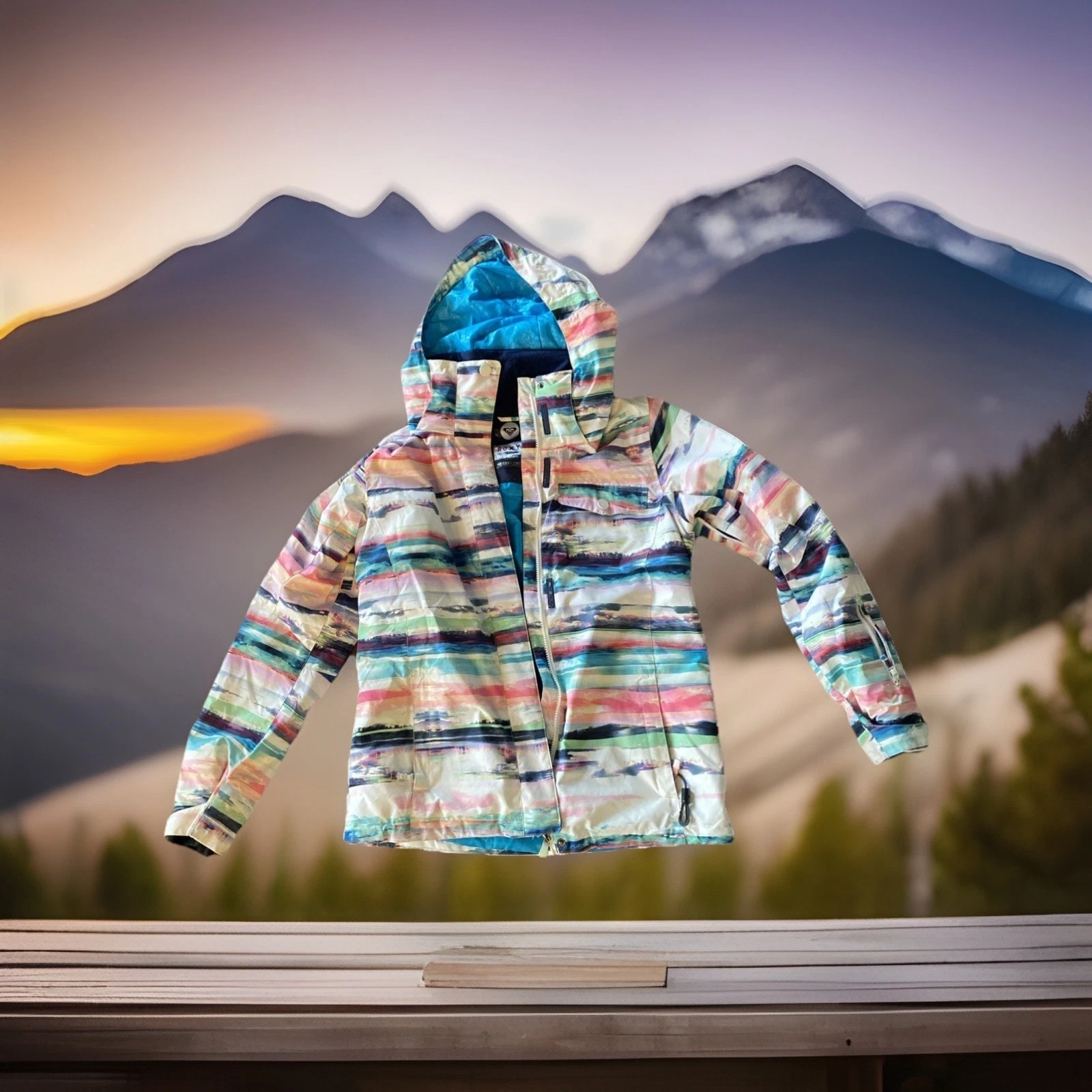 Roxy Snowboard Jacket Girls L /12 Dry Flight 10K Multicolor Waterproof Ski Coat