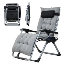 Adjustable Garden Zero Gravity Foldable Reclining Chair Sun Lounger w/ Cushion