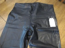 Leggings Time and Tru Faux Leather Black High Rise Skinny Size L Free USA Ship
