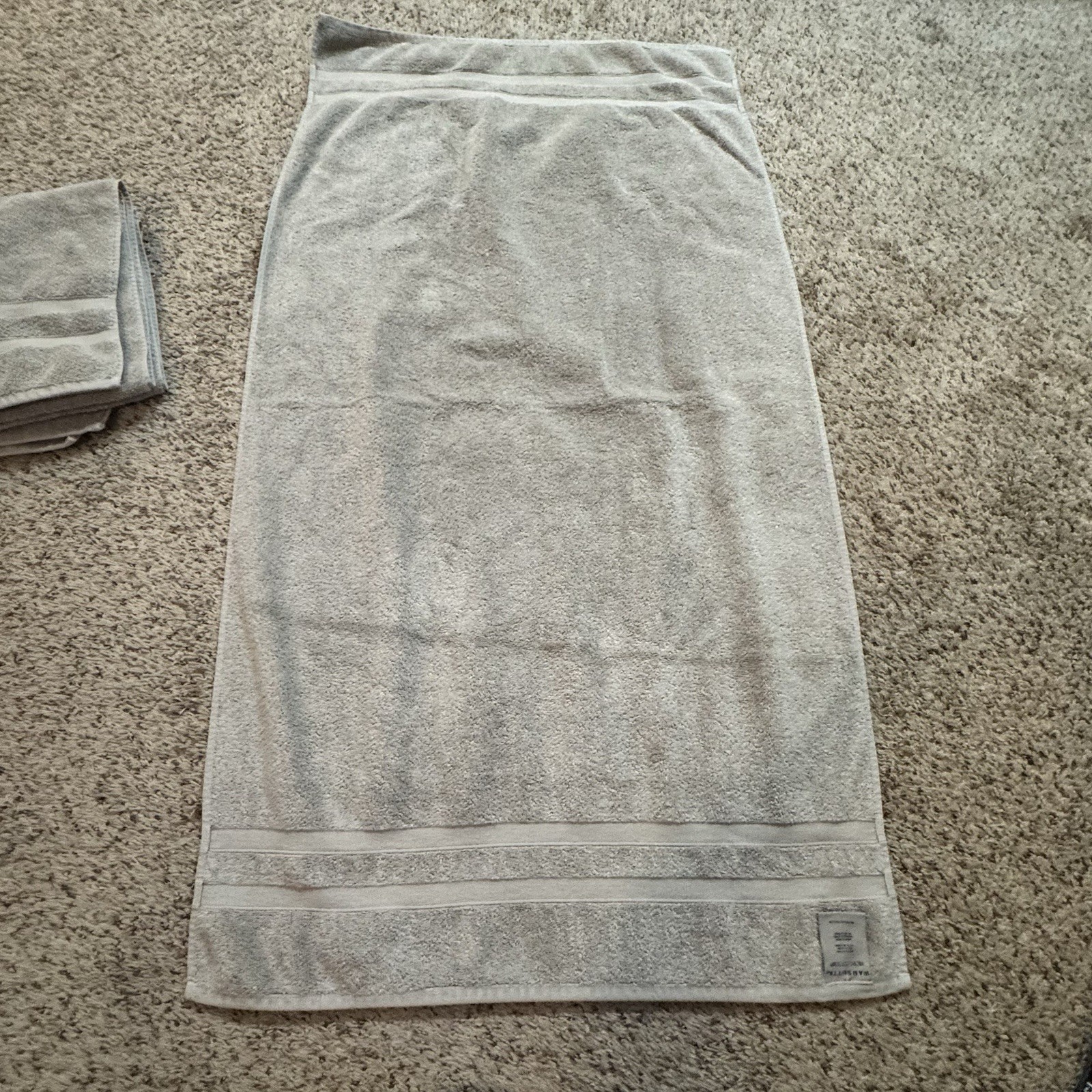 WAMSUTTA Micro Cotton Gray Bath Towels (2)  51”X 28”