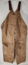 VTG Carhartt Duck Double Knee Overall Bibs Distressed Button Fly Workwear 52x28