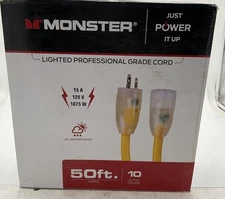 Monster Just Power It Up Outdoor 50 ft. L Yellow Extension Cord 10/3 SJTW