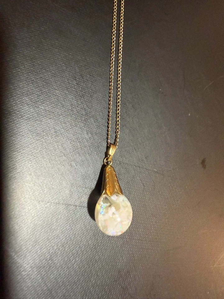 Floating Opal Necklace Pendant Vintage Style, Australian Opal, Kyocera Mix - Image 3 of 4