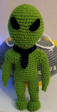 Green Alien Doll With Spacecraft - Handmade C...