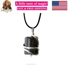 Raw Black Tourmaline Crystal Healing Pendant Necklace Protection Negative En...