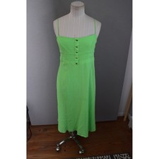 J Crew Squareneck A Line Smocked Bodice Midi Dress 8 Womens Lime Green