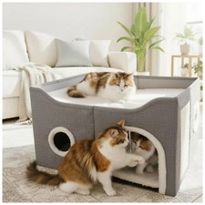Eolahalcy Cat Beds for Indoor Cats - Large Cat Cave for Pet Cat House with Fl...