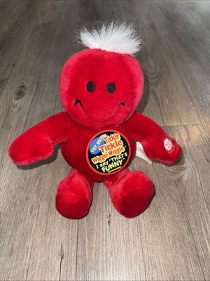 Vintage Smiley Face Tickle Tickle Wiggle Wiggle Vibrate Plush Dan Dee Red Mint