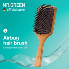     Natural Maple Wood Hair Brush with Air Cushion Scalp Massage   Wide T