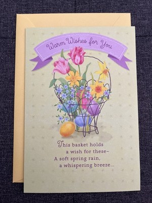 Hallmark Greeting Card Happy Easter Warm Wishes for You Basket of Flowers & Eggs