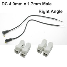 2x DC Power Cable CCTV Camera 4.0mm x 1.7mm Right Angle Male Security IP Led 12V