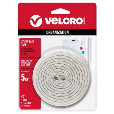 Klettband (R) Marke selbstklebendes Rückseitenband 0,75''X5'-weiß - 90087