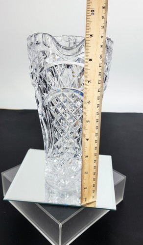 Lead Crystal Pitcher Vintage Thumb Print Edge Excellent Barware/Water 9" x 7" - Picture 8 of 10