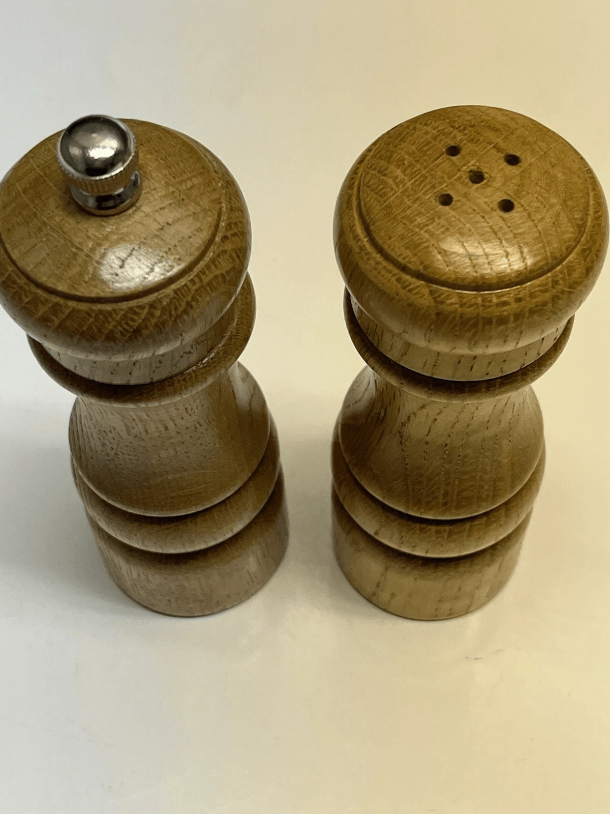 Olde Thompson Light Wood Vintage Salt Shaker Pepper Grinder Mill Set