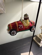 Christmas Blown Glass Vintage Race Car Ornament