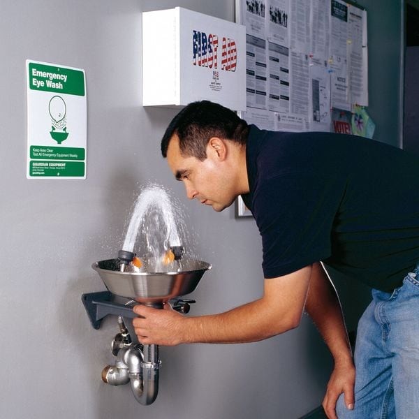Guardian Equipment G1814 Plumbed Eyewash, Wall Mount, Plumbed, 6 11/12 In H.,