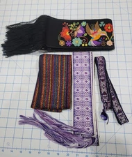 Lot of 4 Woven & Embroidery Dance Ceremonial Sash Belt Ecuador Galapagos