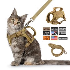 Tactical Cat Harness Leash with 9 Patches Small Dog Puppy Vest Straps with Handl