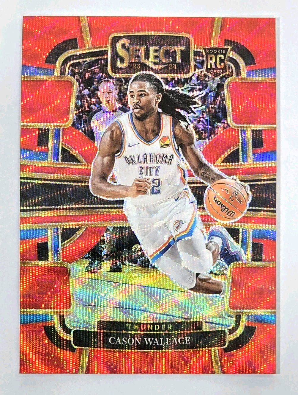 2023-24 Panini Select Cason Wallace Rookie Red Wave Prizm Oklahoma City RC #88