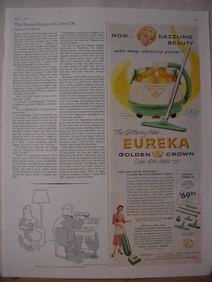 1957 Eureka Golden Crown Model 960 Vacuum Cleaner Vintage Print Ad 10225