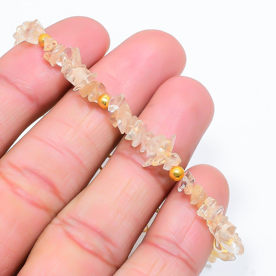 Handmade 925 Sterling Silver Citrine Gemstone Bracelet 7-8 Inches n829-image