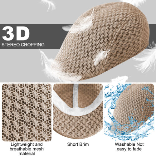 Gorra Gatsby de malla lisa para hombre sombrero de hiedra golf conducción verano sol plano taxista noticiero - Imagen 52 de 58