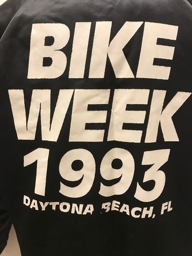 Vintage Bike Week 1993 Daytona Beach FL Black Nylon Baseball Jacket Medium - Picture 2 of 9