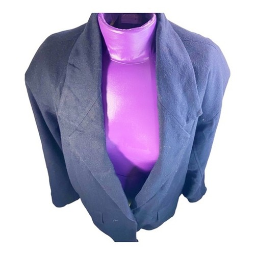 Adolfo International vintage dark navy women’s wool blazer jacket 10 - Picture 3 of 9