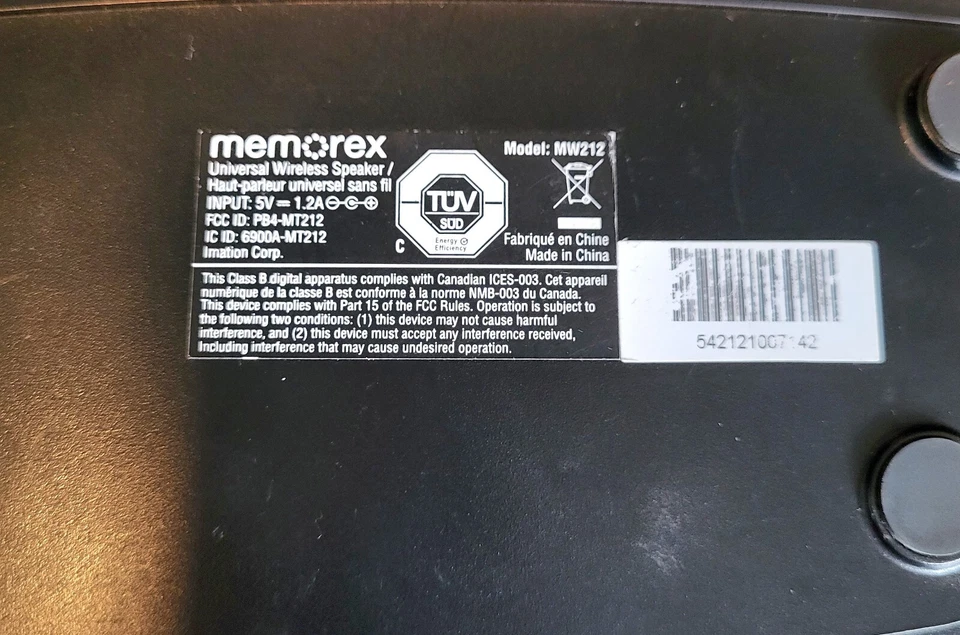 Altavoz Inalámbrico Universal Memorex Modelo MW212 Descontinuado Recargable Sin Cable Foto 3 de 4