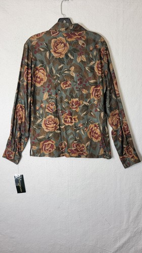 NWT Bushwacker Women's Medium Green Multicolor Floral Button Up Shirt - Picture 6 of 8