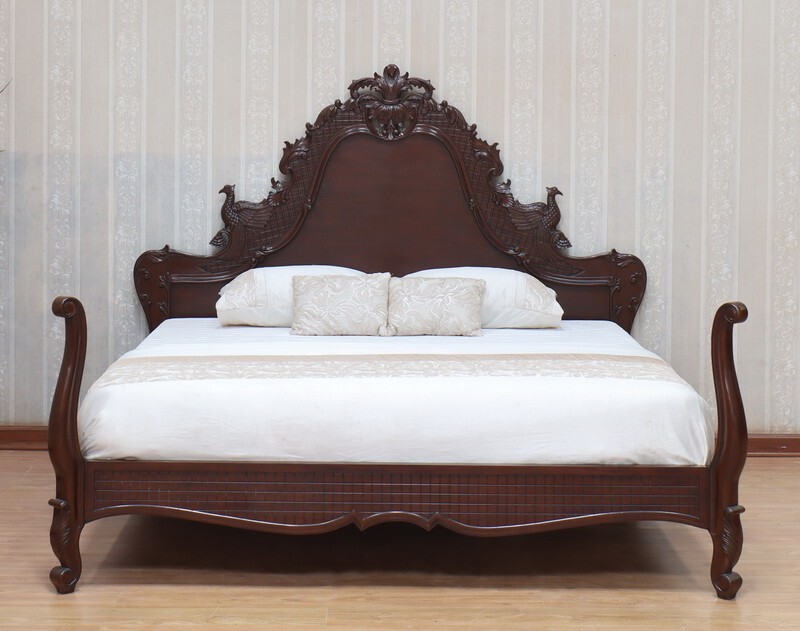 Ornate hand carved mahogany, French/Baroque style SuperKing bed frame