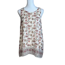MAX STUDIO Sleeveless Floral Boho Top Y2K Handkerchief Tunic Fairycore Size Med
