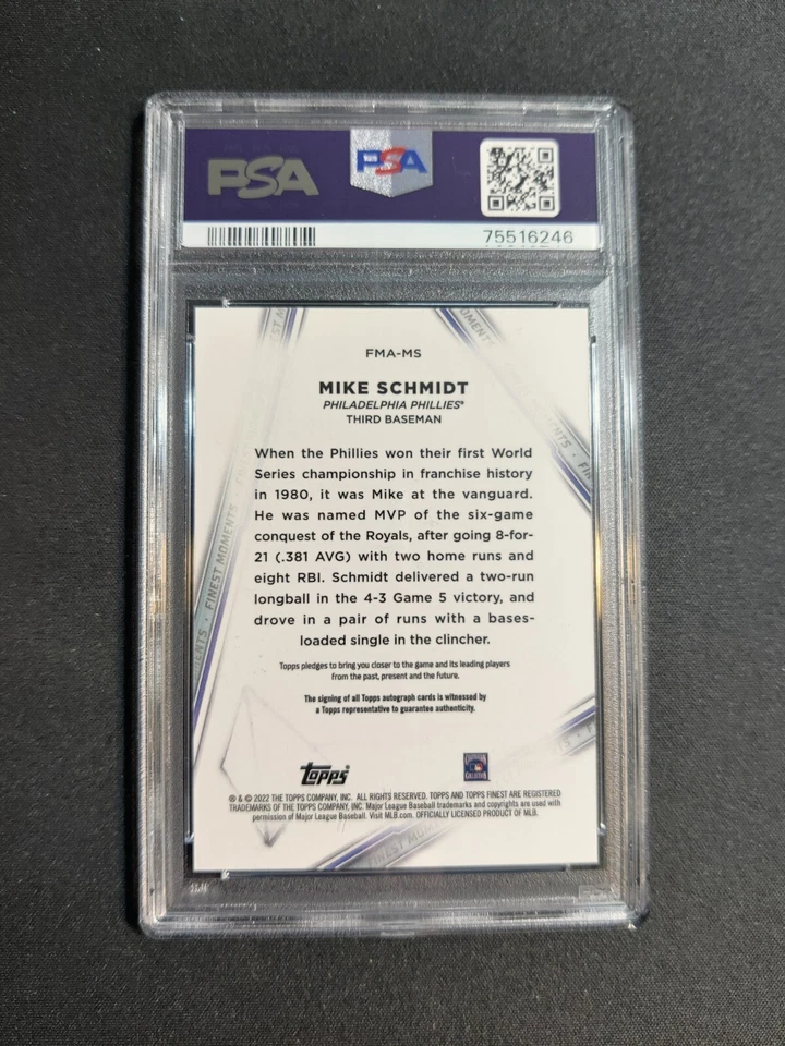 2022 Topps Finest FMAMS Mike Schmidt Finest Moments Autographs PSA MT 9 - Image 3 of 4