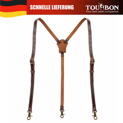 TOURBON Leder Strapazierfähiger Y-Back Hosenträger verstellbar Hosenträger