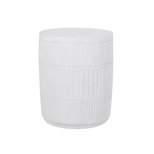 15"Round Magnesium Oxide Outdoor /Indoor End Accent Side Table Patio Table White - Picture 2 of 10