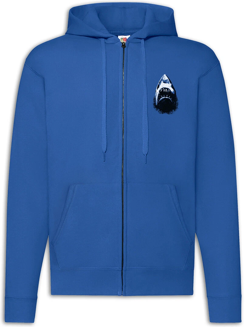 Shark Face Zipper Hoodie Great White Jaws Shark Hunger Hungry Food Diver Diving