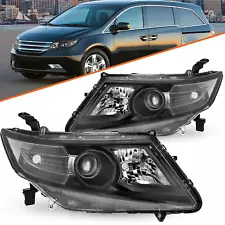 For 2011-2017 Honda Odyssey  Halogen Black Clear Corner Headlights Pair L+R