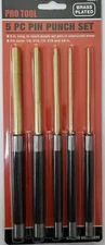 5 PC PIN PUNCH SET BRASS PLATED GUNSMITH