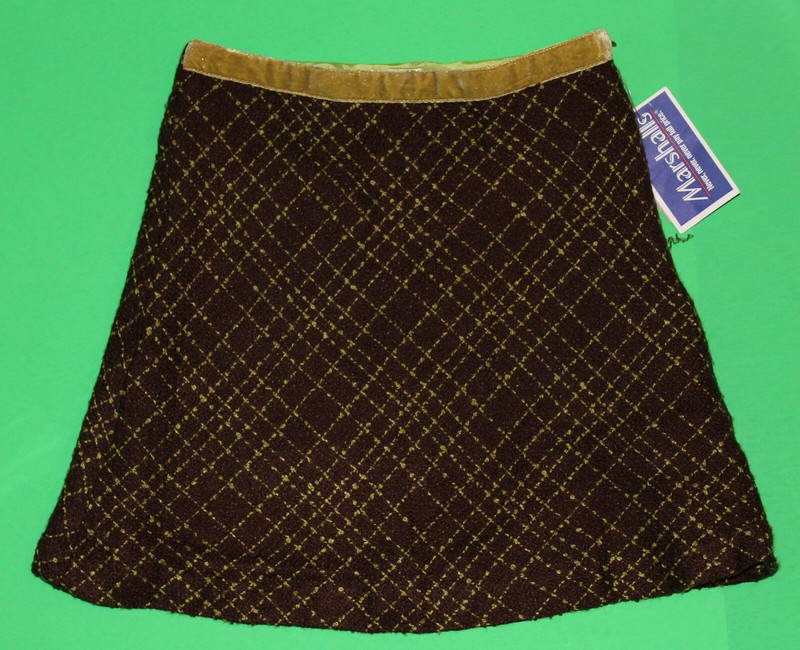 8 NWT PLUM Brown Lime Green Check SKIRT Girls 
