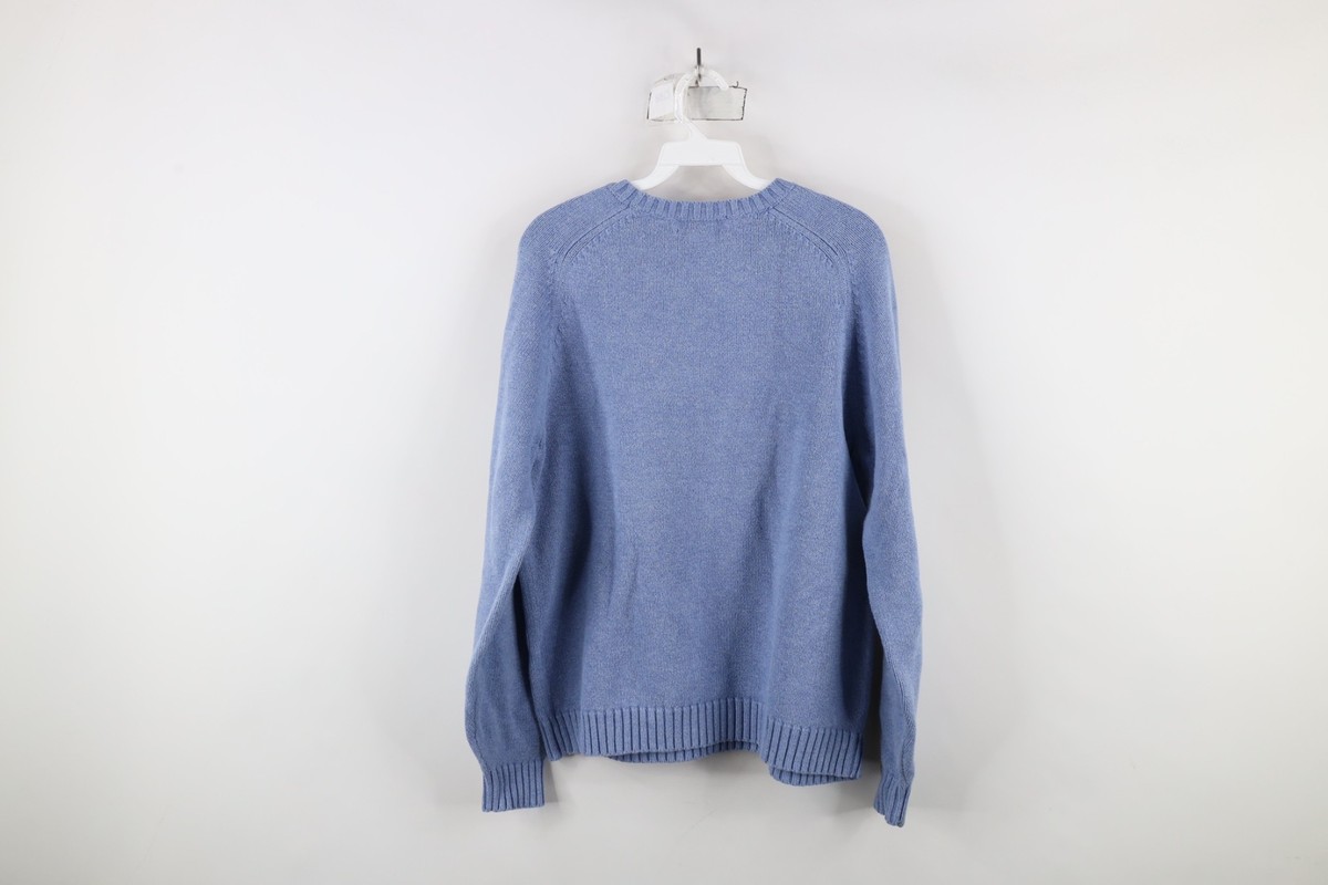 Vintage 90s Lands End Womens Large Faded Blank Cotton Knit Sweater