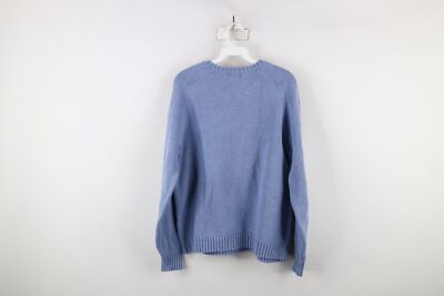 Vintage 90s Lands End Womens Large Faded Blank Cotton Knit Sweater