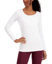32 Degrees Women's Base Layer Scoop Neck Top White