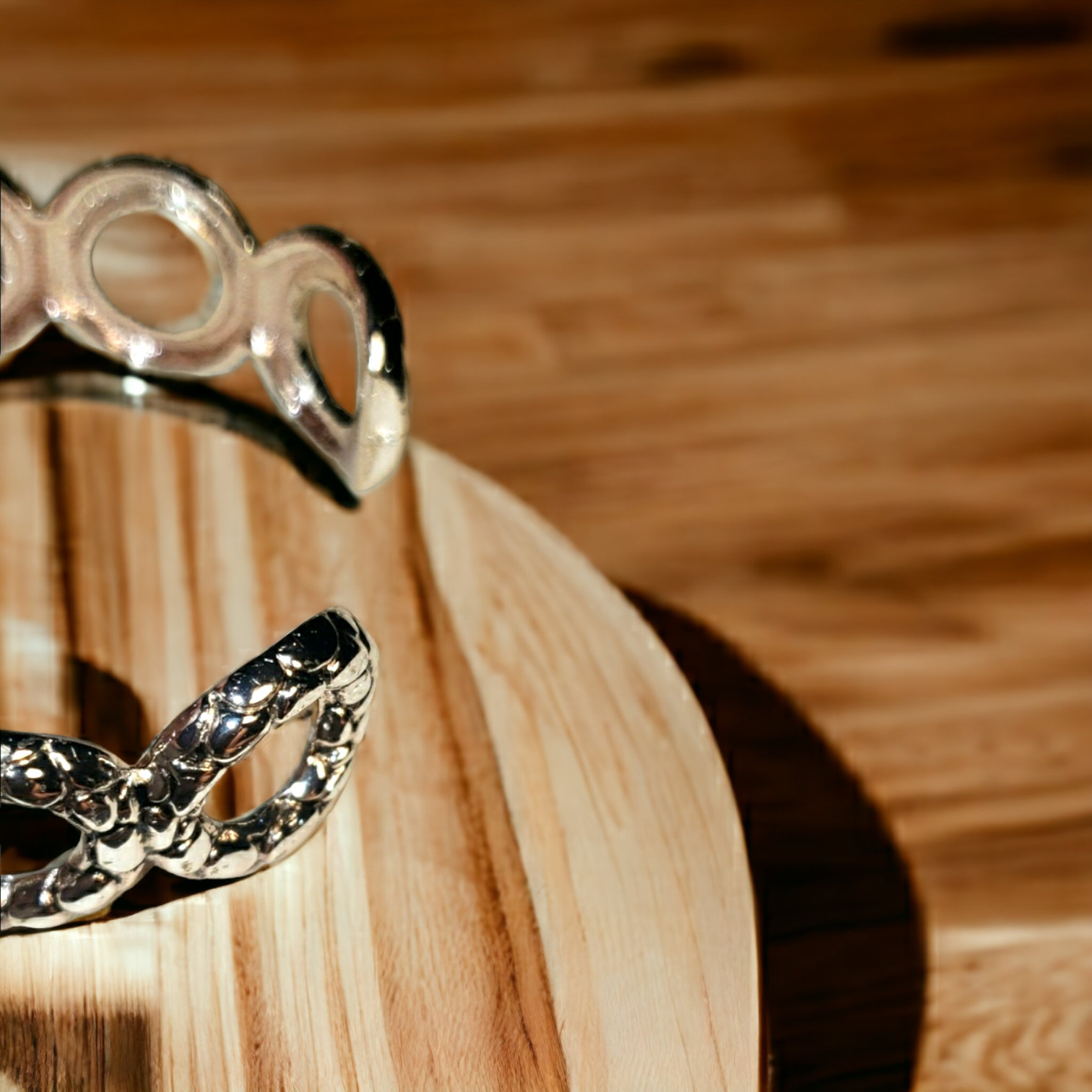 Bangle Bracelet, Hinged Cuff Geometric Interlocki… - image 2