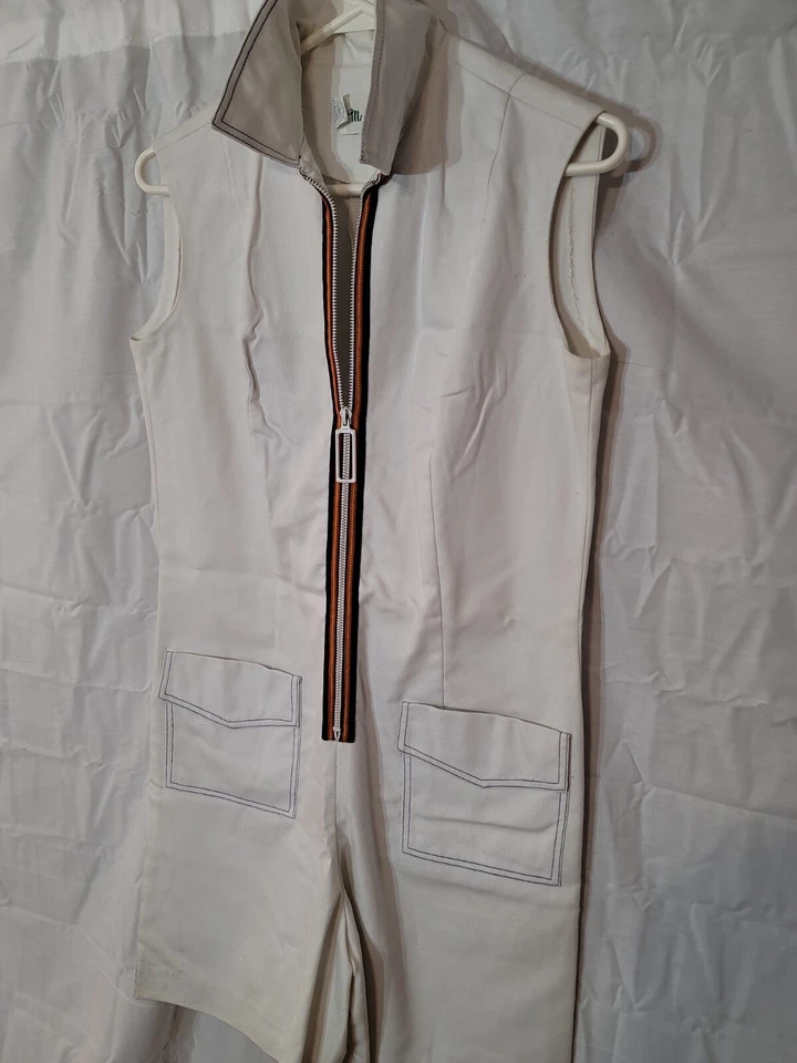 Pantalón Corto Jersey Vintage Blanco Años 60 Cremallera Majestuoso Talla Pequeña (cintura 34") Foto 3 de 4