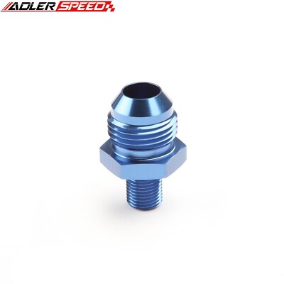 US SHIP Aluminum -8AN AN8 Male Flare To M10x1.0mm Straight Fitting Adapter Blue