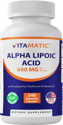 Vitamatic Alpha Lipoic Acid (ALA) 600mg Per Serving - 240 Vegetable Capsules